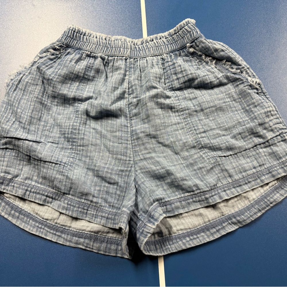 Aerie High Waist Blue Plaid Shorts
